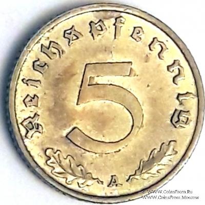 5 рейхспфеннингов 1939 г. (A)