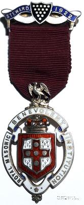 Знак RMBI 1922. STEWARD ROYAL MASONIC BENEVOLENT INST.  – Королевский Масонский Благотворительный институт