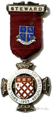 Знак RMBI 1929. STEWARD ROYAL MASONIC BENEVOLENT INST.  – Королевский Масонский Благотворительный институт