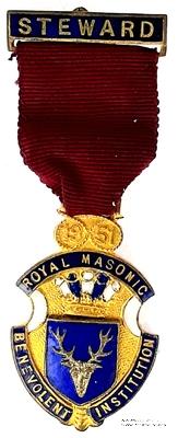 Знак RMBI 1951. STEWARD ROYAL MASONIC BENEVOLENT INST. – Королевский Масонский Благотворительный институт