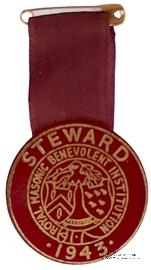 Знак RMBI 1943. STEWARD ROYAL MASONIC BENEVOLENT INST.  – Королевский Масонский Благотворительный институт